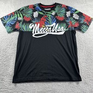 Mecca USA Floral Shirt Mens Large Black Colors Two Tone Streetwear Retro Hip Hop